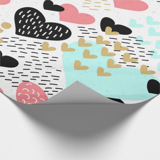 Farbenfrohe Herzen Geschenkpapier (Ecke)