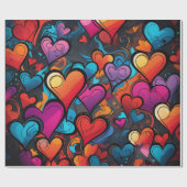 Farbenfrohe Herzen Geschenkpapier (Flach)