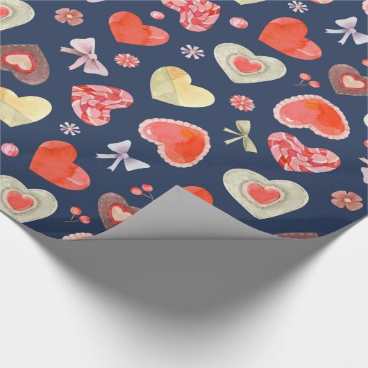 Farbenfrohe Herzen Geschenkpapier (Ecke)