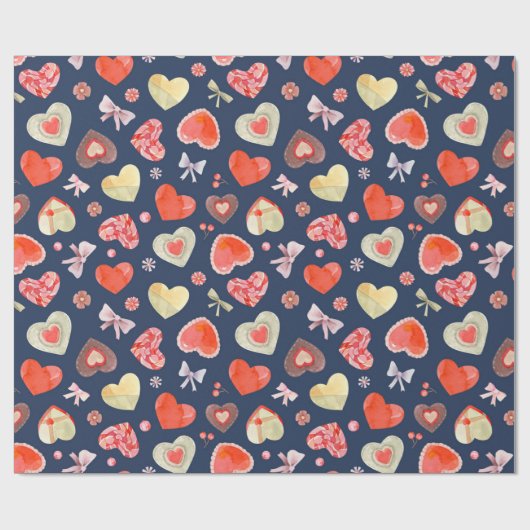 Farbenfrohe Herzen Geschenkpapier (Flach)