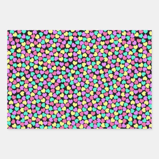 Farbenfrohe Herzen Geschenkpapier Set (Vorderseite 2)