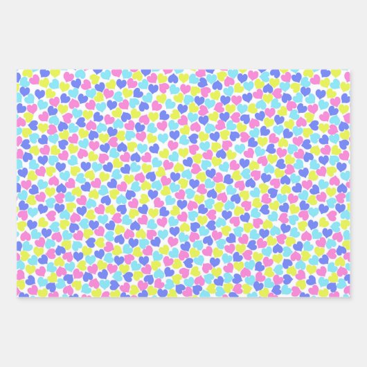 Farbenfrohe Herzen Geschenkpapier Set (Vorderseite 3)