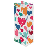 Farbenfrohe Herzen Geschenktüte Für Weinflaschen (Rückseite Schrägansicht)
