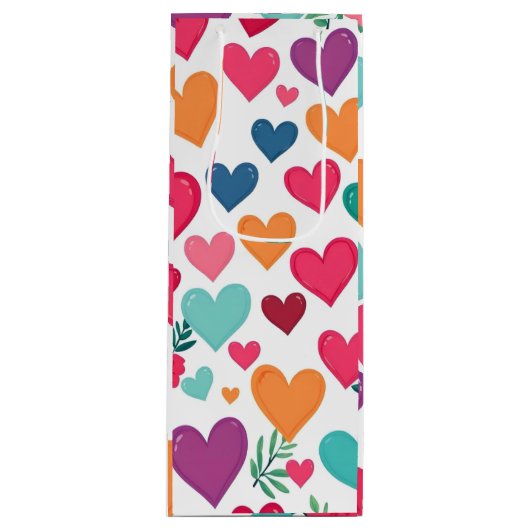 Farbenfrohe Herzen Geschenktüte Für Weinflaschen (Vorderseite)