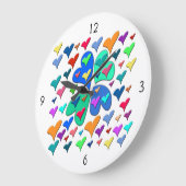 Farbenfrohe Herzen große Uhr (Winkel)