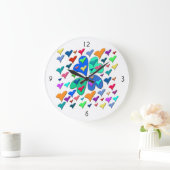 Farbenfrohe Herzen große Uhr (Zuhause)