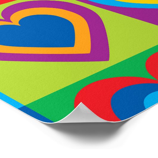 Farbenfrohe Herzen Hübsch Poster (Ecke)