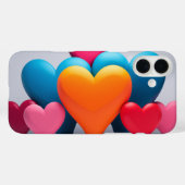 Farbenfrohe Herzen in 3D Case-Mate iPhone Hülle (Rückseite (Horizontal))
