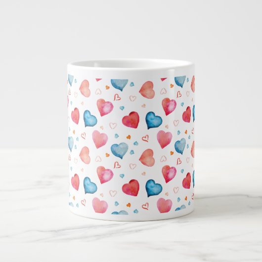 Farbenfrohe Herzen Jumbo-Tasse (Vorderseite)