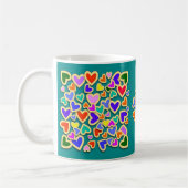 Farbenfrohe Herzen Kaffeetasse (Links)