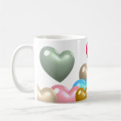 Farbenfrohe Herzen Kaffeetasse (Links)