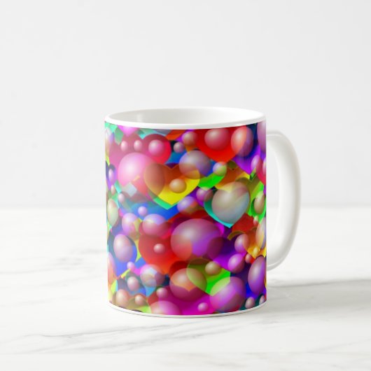 Farbenfrohe Herzen Kaffeetasse (VorderseiteRechts)
