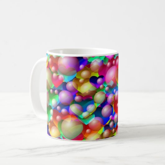 Farbenfrohe Herzen Kaffeetasse (Vorderseite Links)