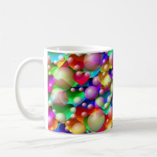 Farbenfrohe Herzen Kaffeetasse (Links)