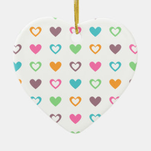 farbenfrohe Herzen Keramik Ornament