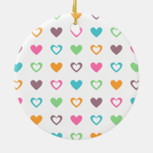 farbenfrohe Herzen Keramik Ornament