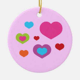 Farbenfrohe Herzen Keramik Ornament