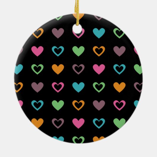 farbenfrohe Herzen Keramik Ornament (Hinten)