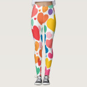 Farbenfrohe Herzen Leggings (Vorderseite)