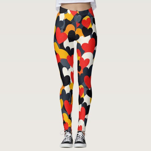 Farbenfrohe Herzen Leggings (Vorderseite)