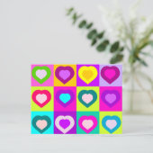 farbenfrohe Herzen, Liebe Postkarte (Stehend Vorderseite)