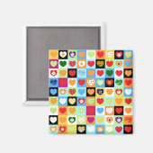 Farbenfrohe Herzen, Magnet (Vorderseite/Rückseite)