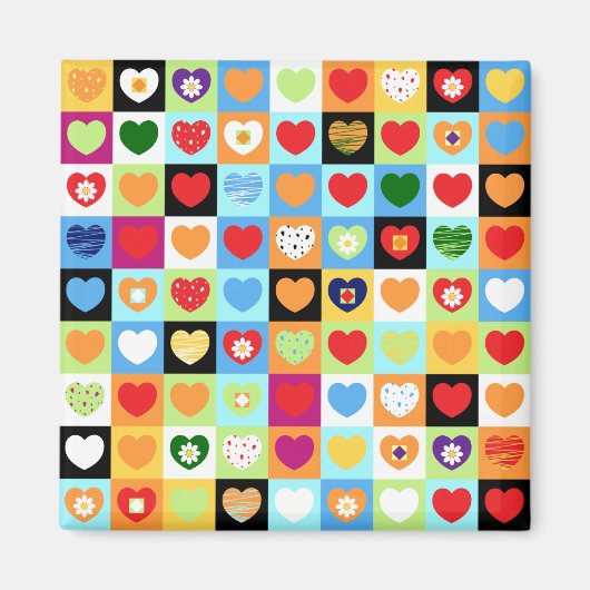 Farbenfrohe Herzen, Magnet (Vorne)