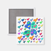 Farbenfrohe Herzen Magnet (Vorderseite/Rückseite)