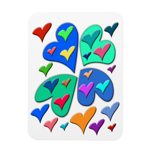 Farbenfrohe Herzen Magnet (Vertikal)