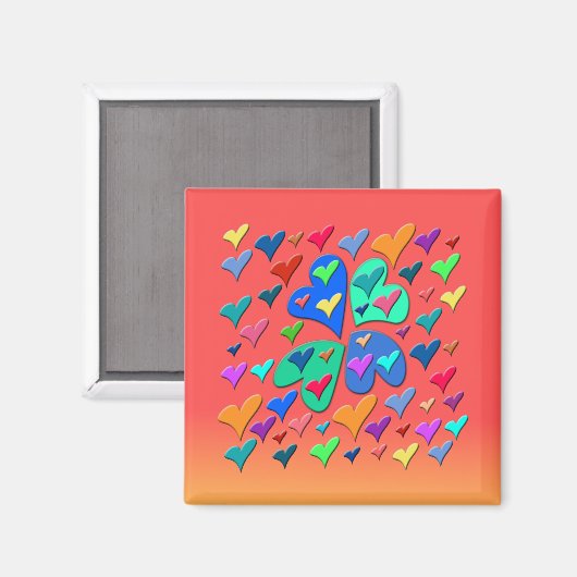 Farbenfrohe Herzen Magnet (Vorderseite/Rückseite)