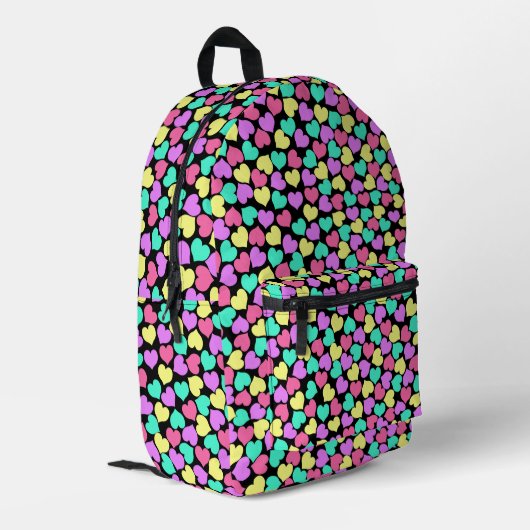 Farbenfrohe Herzen Moderne Girly Bedruckter Rucksack (Rückseitige Ecke links)