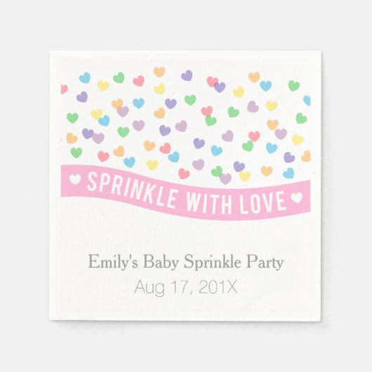 Farbenfrohe Herzen Modernes Baby Sprinkle Party Serviette (Vorderseite)