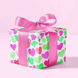 Farbenfrohe Herzen Modernes Elegantes Design Roman Geschenkpapier