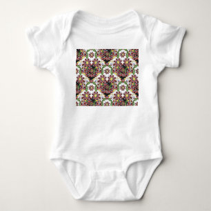 Farbenfrohe Herzen, nahtlos romantisches Muster. Baby Strampler