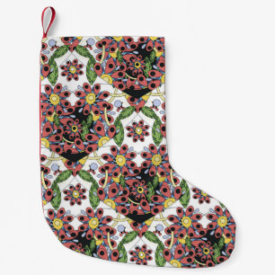 Farbenfrohe Herzen, nahtlos romantisches Muster. Kleiner Weihnachtsstrumpf