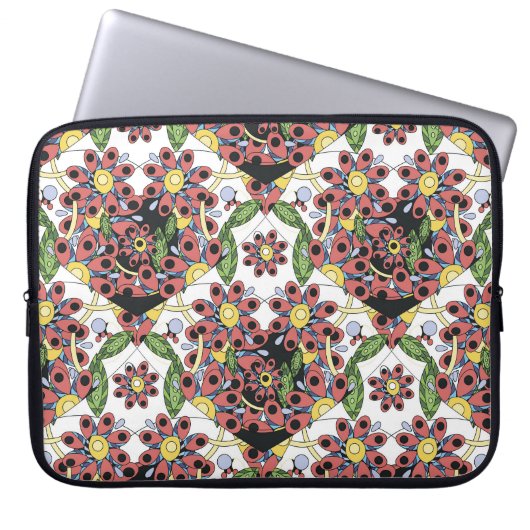 Farbenfrohe Herzen, nahtlos romantisches Muster. Laptopschutzhülle (Vorderseite)