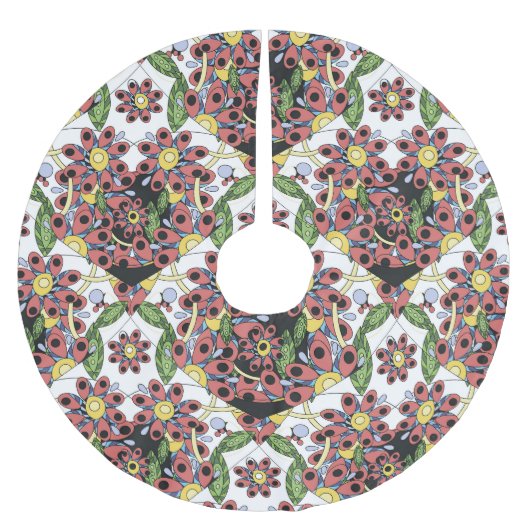 Farbenfrohe Herzen, nahtlos romantisches Muster. Polyester Weihnachtsbaumdecke (Vorderseite)