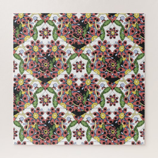 Farbenfrohe Herzen, nahtlos romantisches Muster. Puzzle (Vertikal)