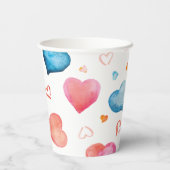 Farbenfrohe Herzen Pappbecher (Rückseite)