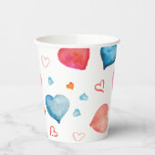 Farbenfrohe Herzen Pappbecher (Links)