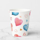 Farbenfrohe Herzen Pappbecher (Vorderseite)