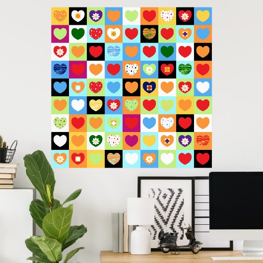 Farbenfrohe Herzen, Poster (Heimbüro)