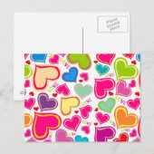 farbenfrohe Herzen Postkarte (Vorne/Hinten)