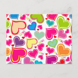 farbenfrohe Herzen Postkarte