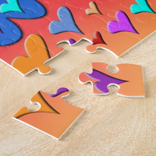 Farbenfrohe Herzen Puzzle (Seite)