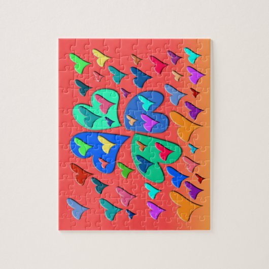 Farbenfrohe Herzen Puzzle (Vertikal)