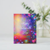 Farbenfrohe Herzen rahmen valentine Postkarte (Stehend Vorderseite)