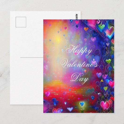 Farbenfrohe Herzen rahmen valentine Postkarte (Vorne/Hinten)