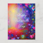 Farbenfrohe Herzen rahmen valentine Postkarte (Vorderseite)