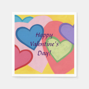 Farbenfrohe Herzen schlugen Valentins Papier Napki Serviette